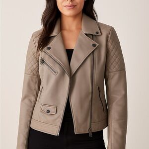 Tan Leather Moto Jacket